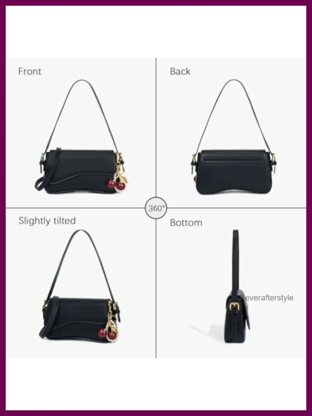 Women's Hobo Bag with Cherry Pendant Crossbody Shoulder Bag Y2K Detachable